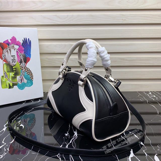 prada女包 普拉達2020年專櫃最新款 小牛皮女士手提包 1BB071 拼接菱形圖案 prada單肩女包  pyd2204